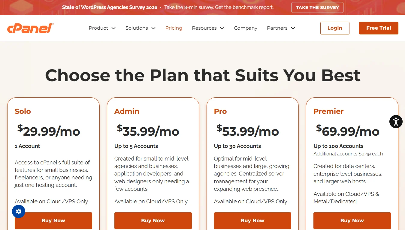 cyberpanel vs cpanel - cpanel prices