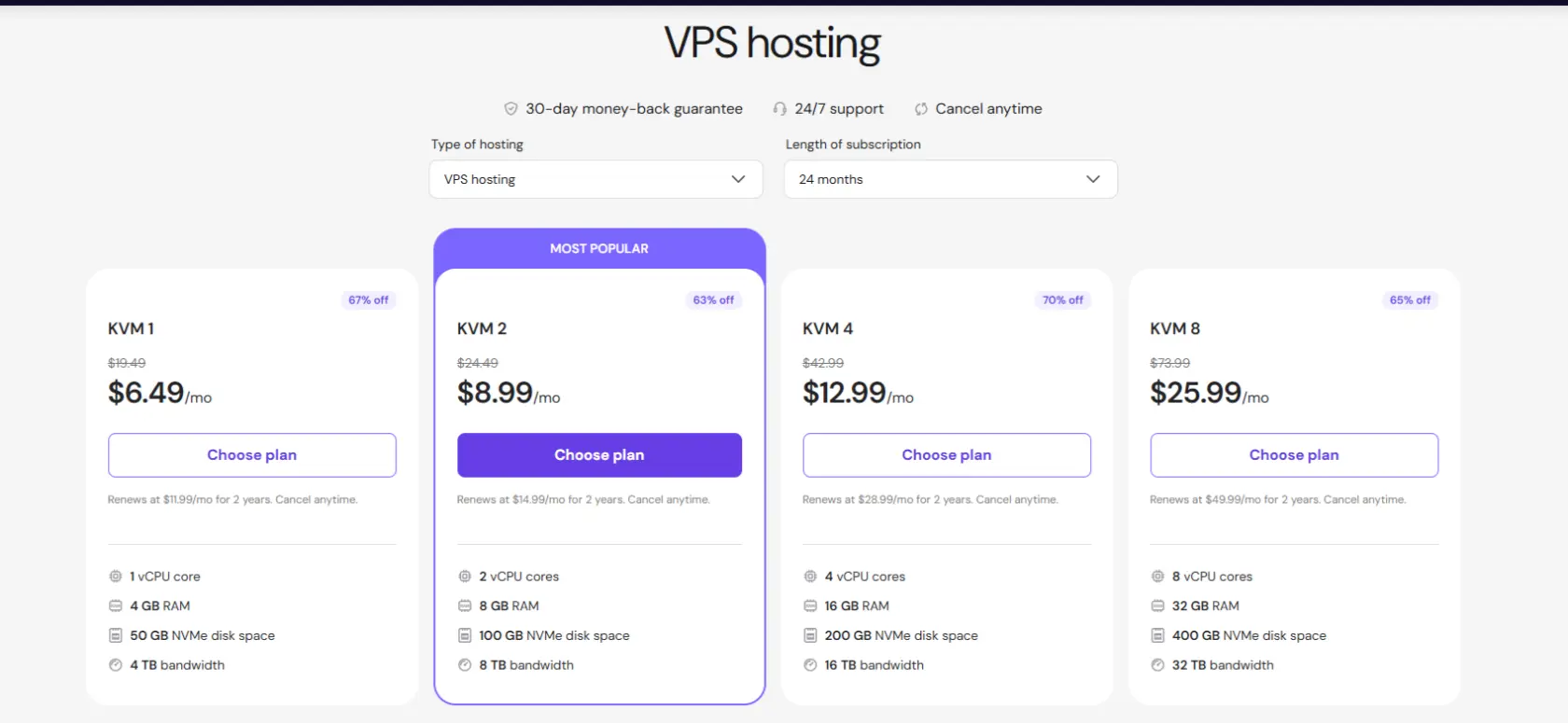 a screenshot of hostinger vps hosting