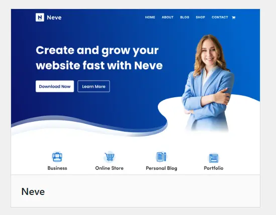 a screenshot of Neve theme