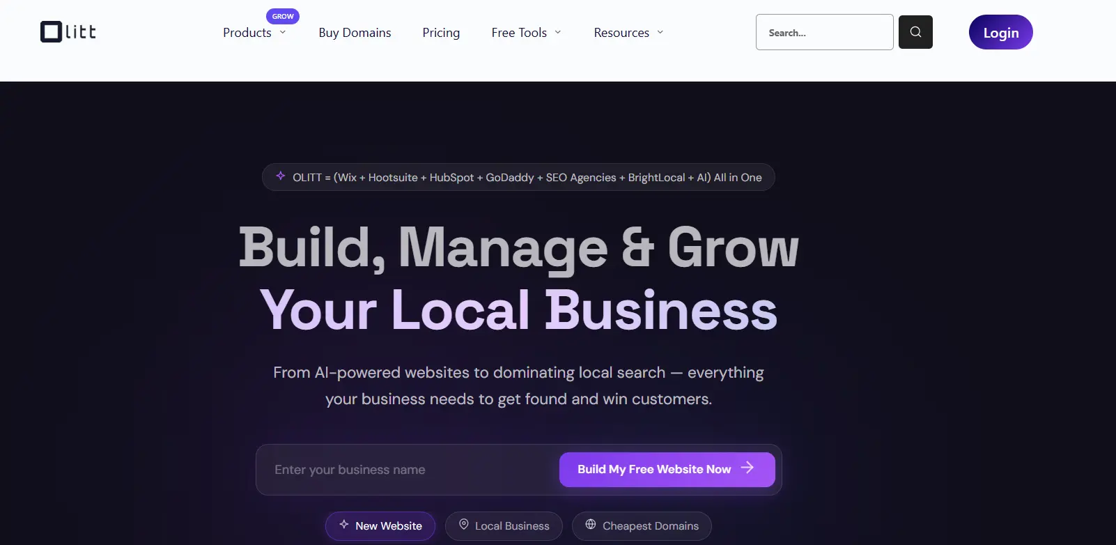 a screenshot of Olitt AI website builder
