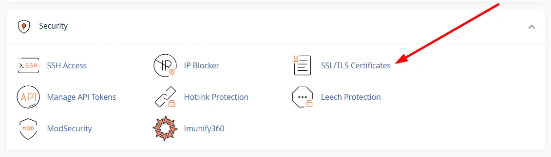 a screenshot of SSL section in cPanel