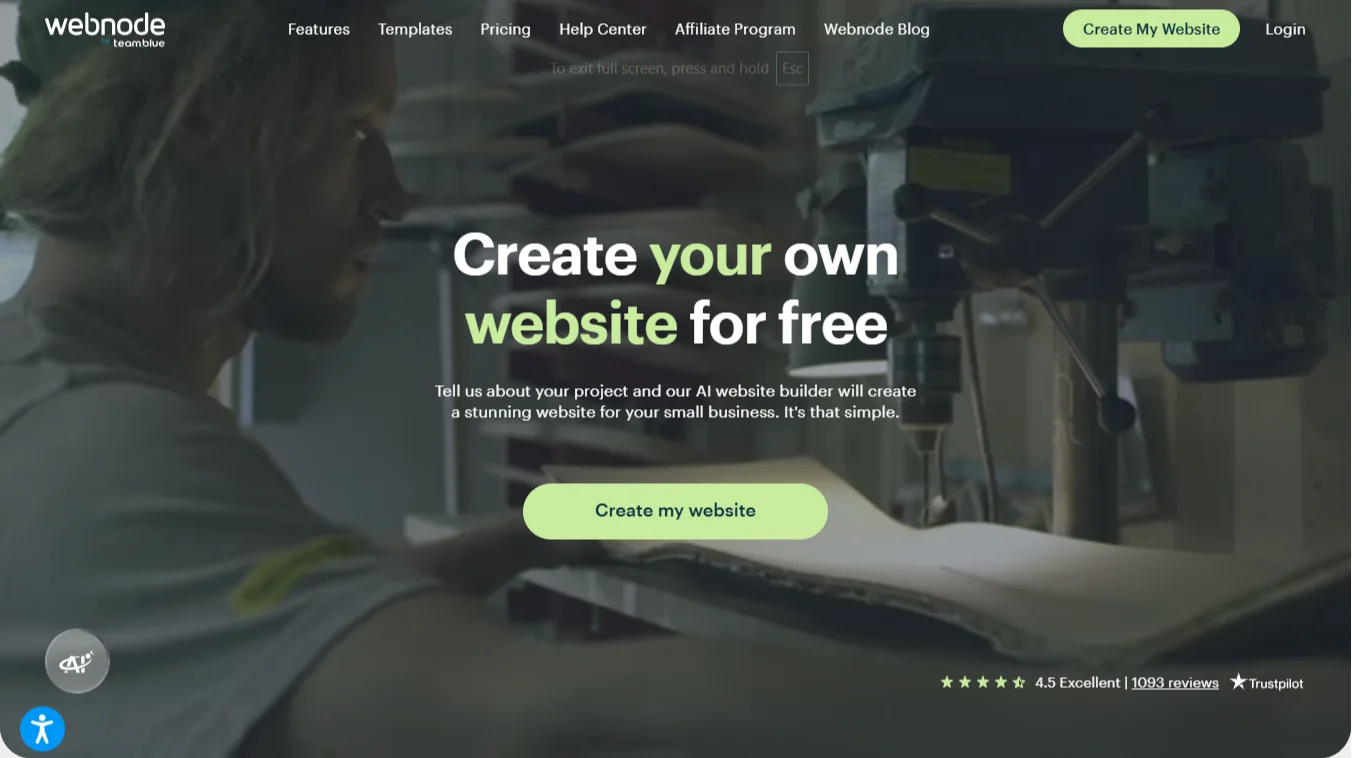 top hosting with AI website builders - webnode
