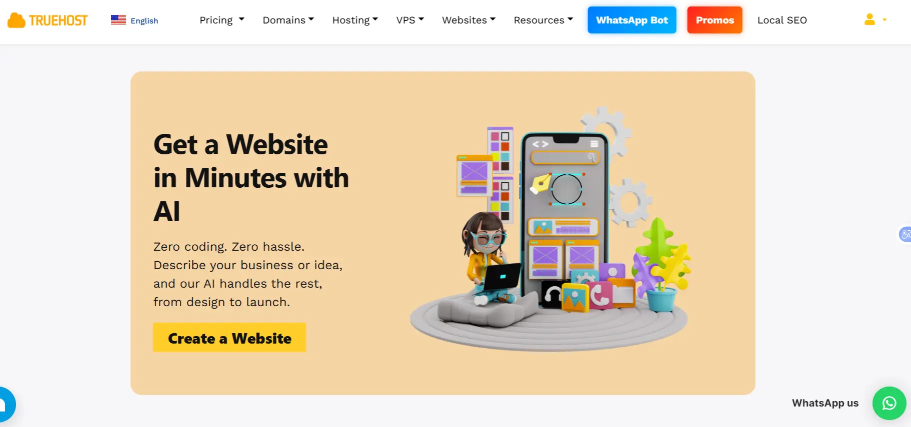 A screenshot of Truehost AI Website Builder  