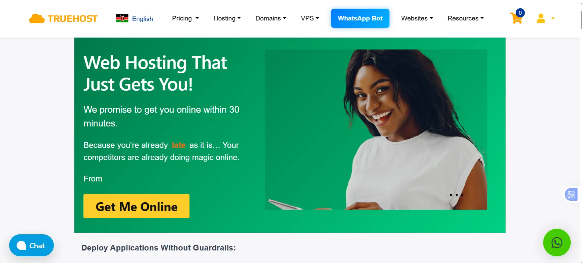 a screenshot of Truehost hosting