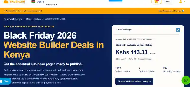 Truehost Ai website builder page