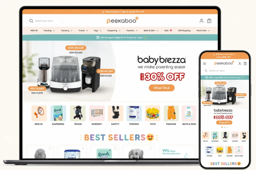 Businesses that need a website baby shops peekaboo example