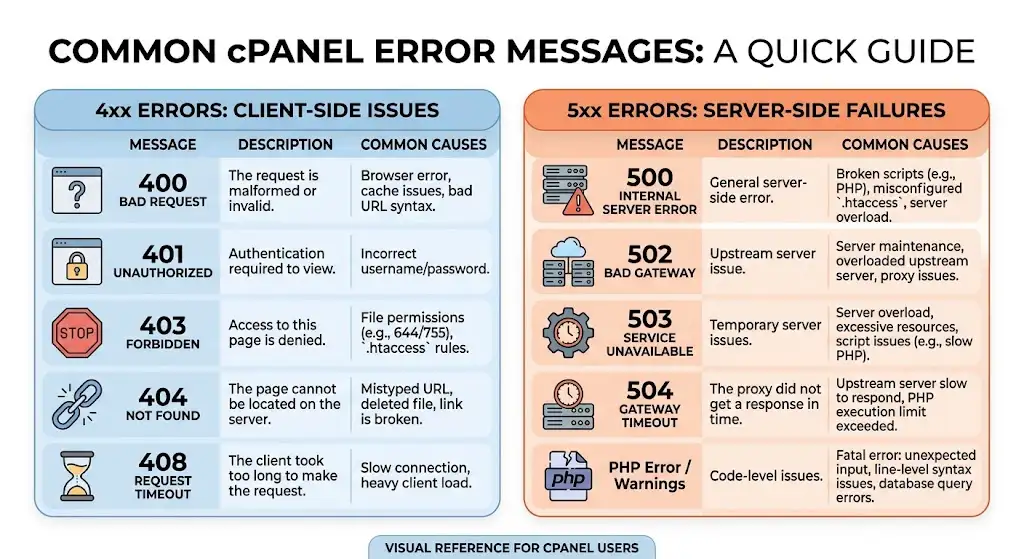 Common cPanel Error Logs Messages and What They Mean
