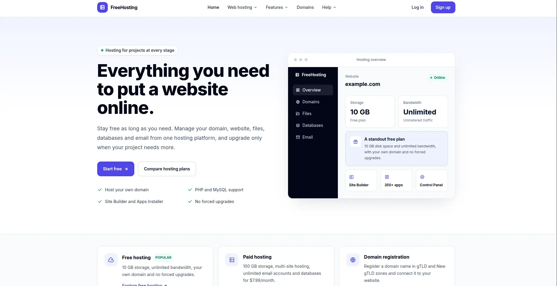 FreeHosting plans