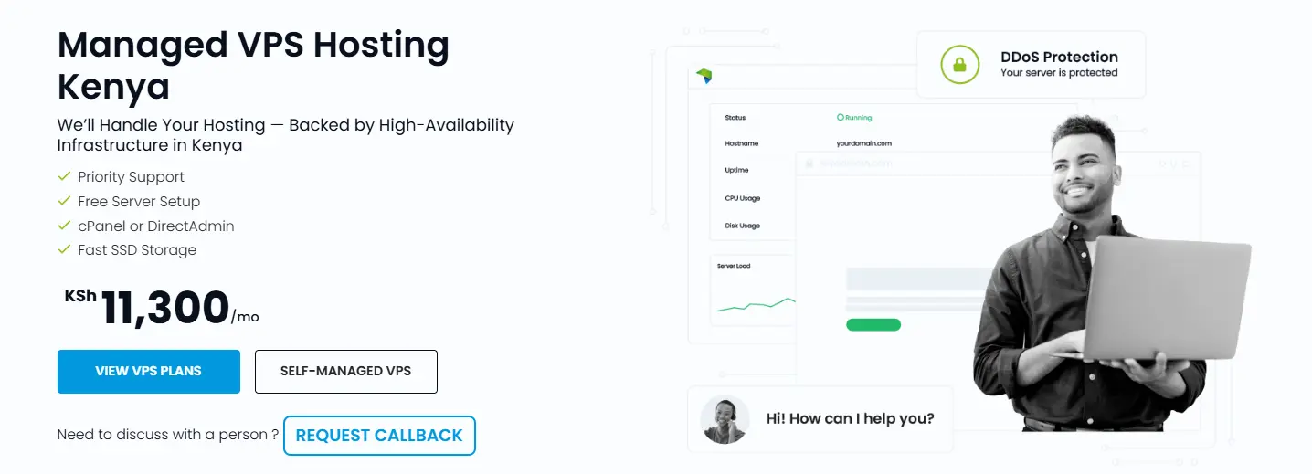 a screenshot of HOSTAFRICA managed hosting