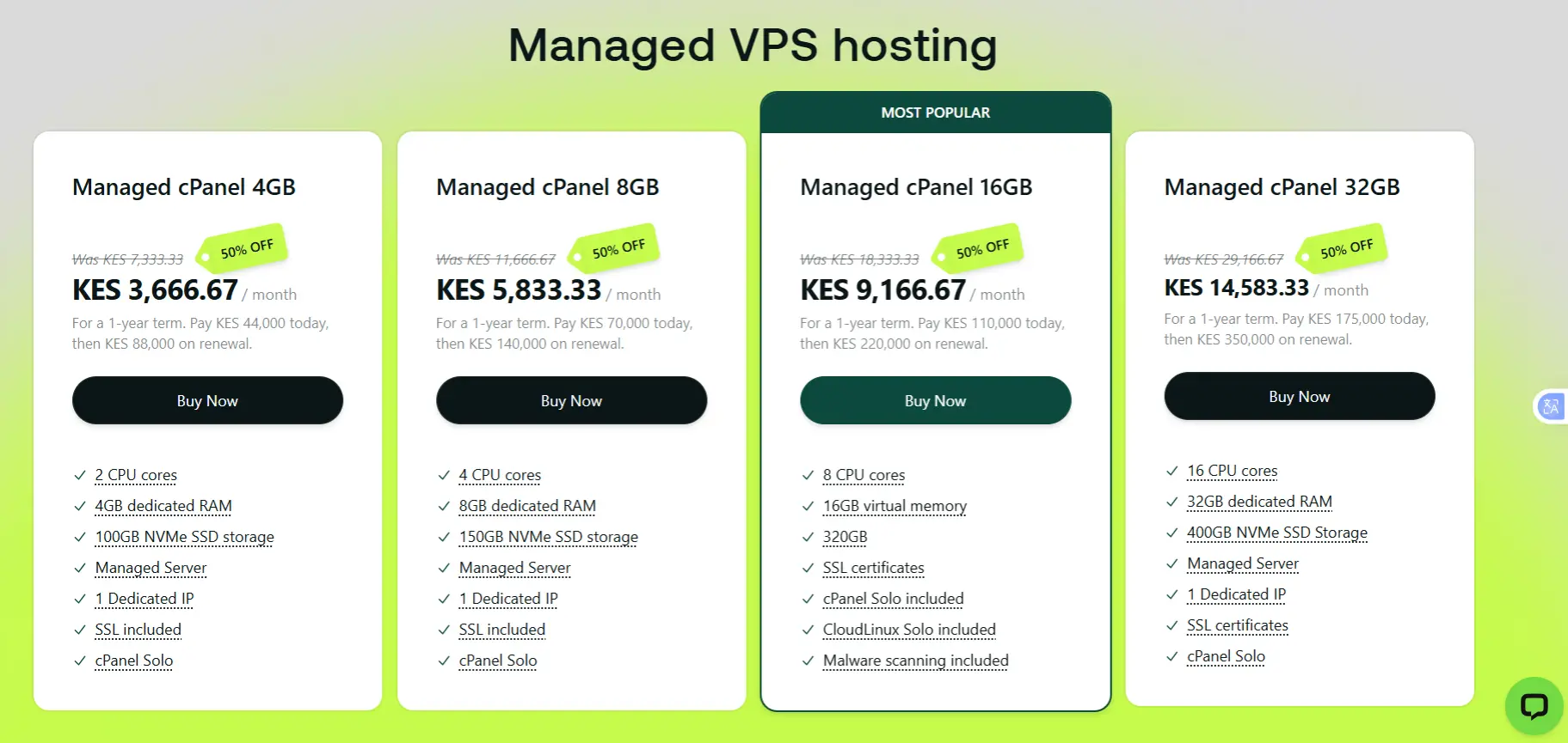 a screenshot of hosting.com managed vps hosting