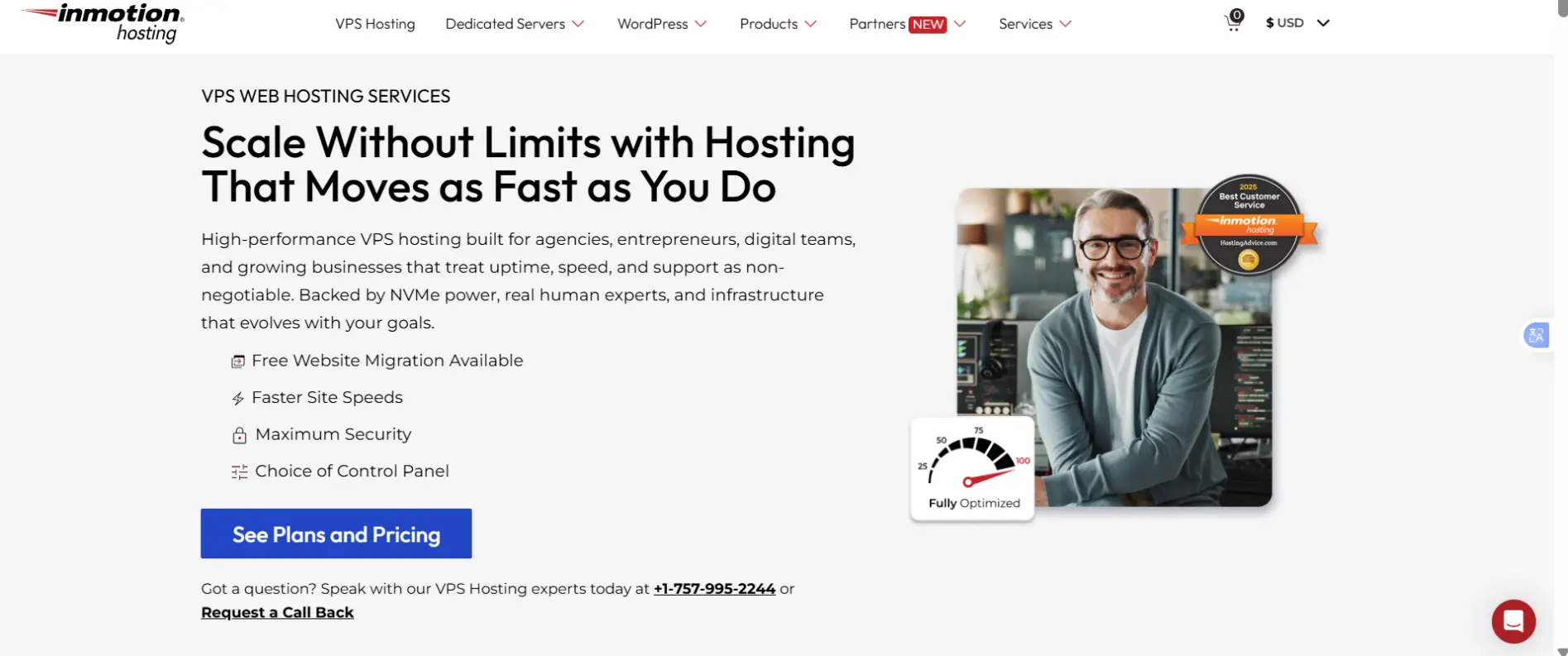 a screenshot of InMotion Hosting VPS