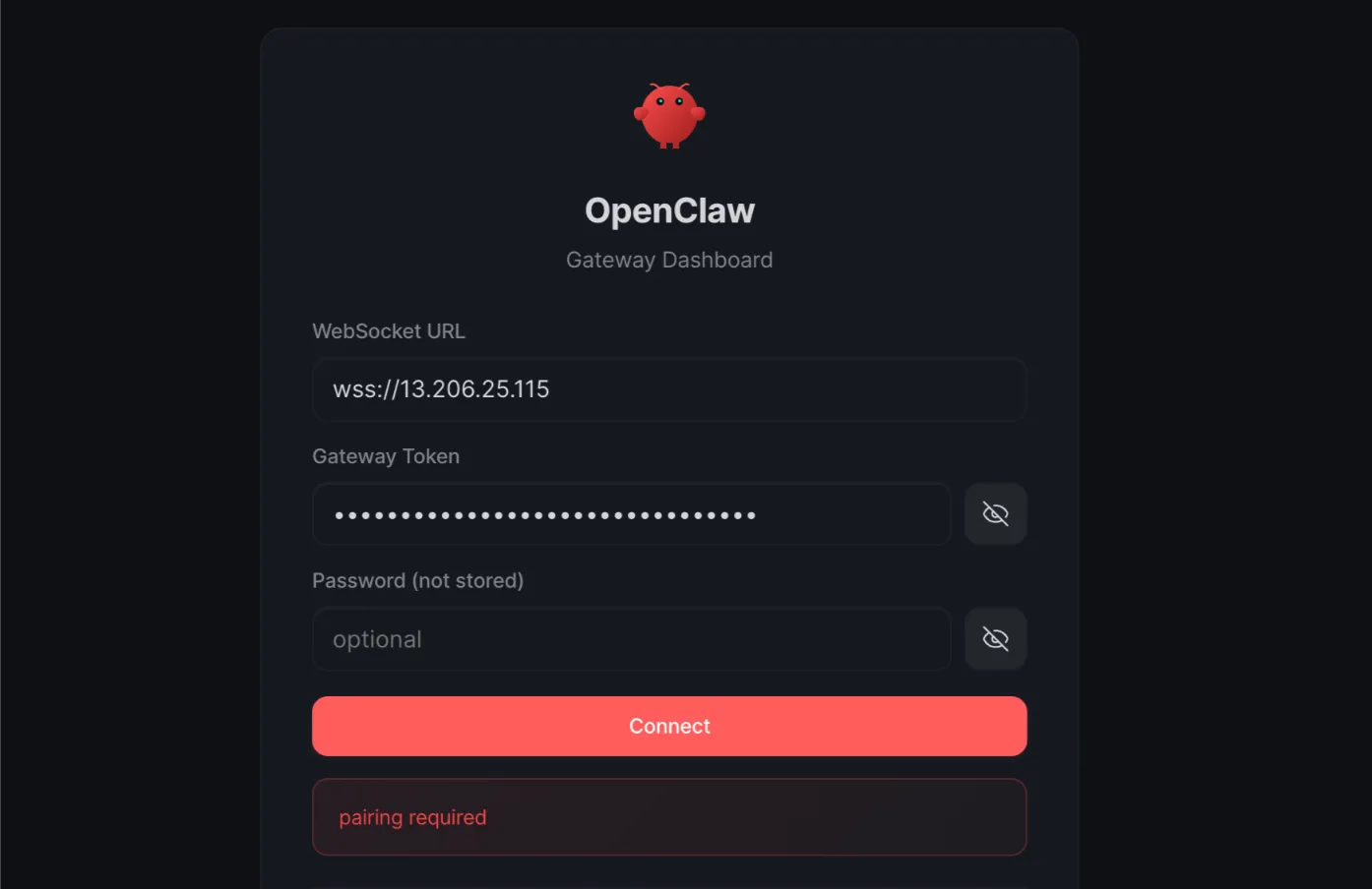 OpenClaw Gateway dashboard