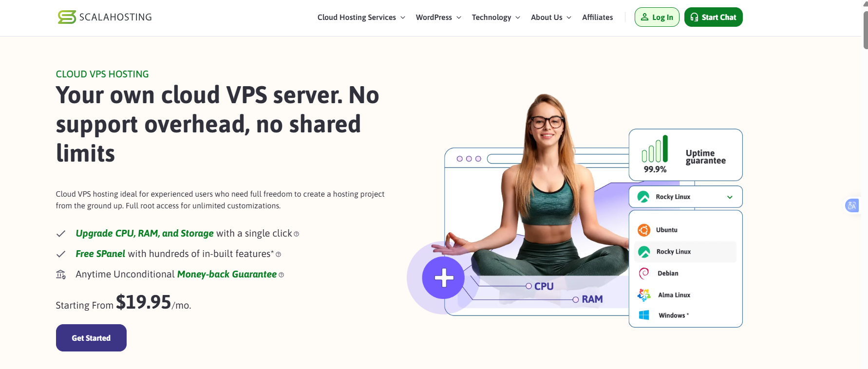 a screenshot of ScalaHosting
