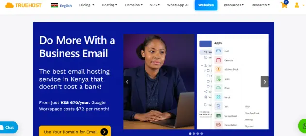 image showing the interface of email hosting  in Kenya for Truehost