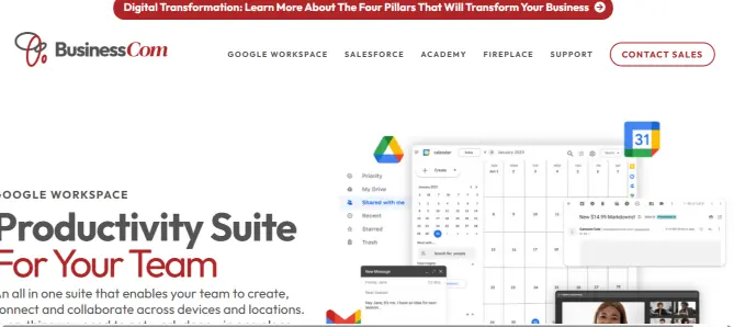 Image showing the homepage of Business Com