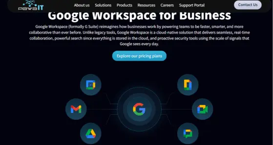 image showing the Google Workspace page of Pawa IT