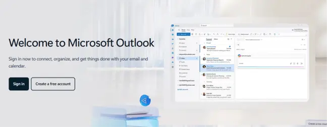 Image showing the homepage of Outlook