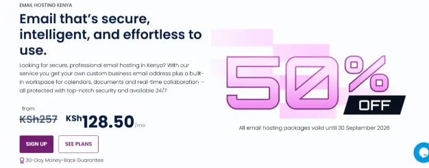 Image showing host africa email hosting page