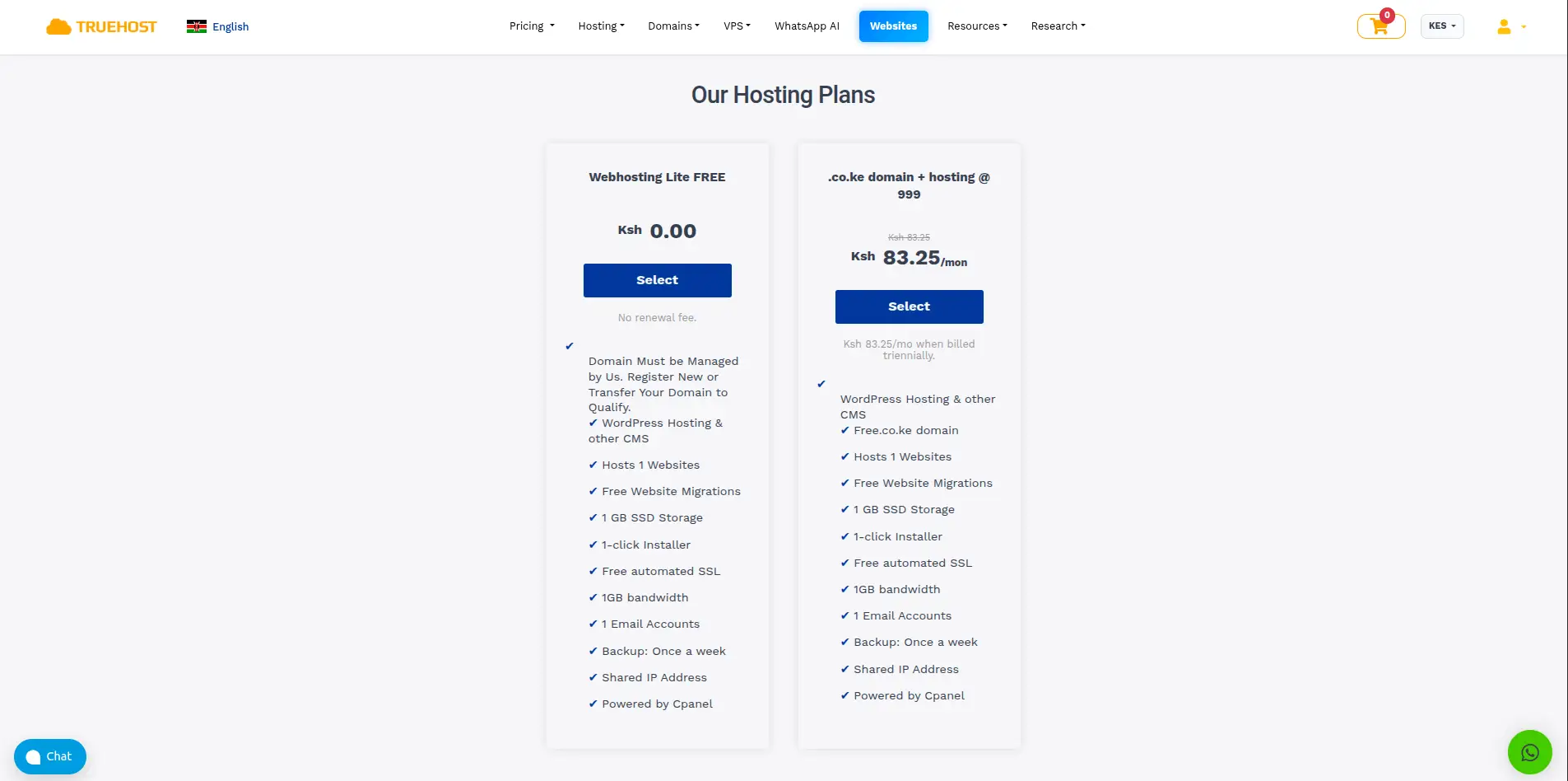 Truehost free hosting with cpanel
