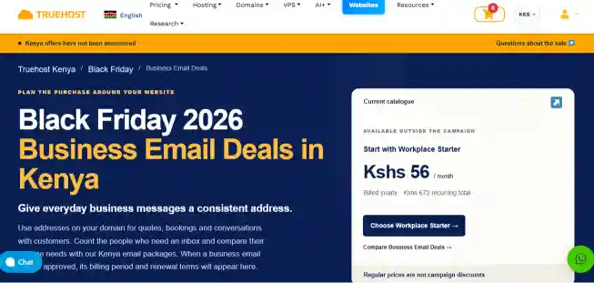 image showing product page of email hosting kenya