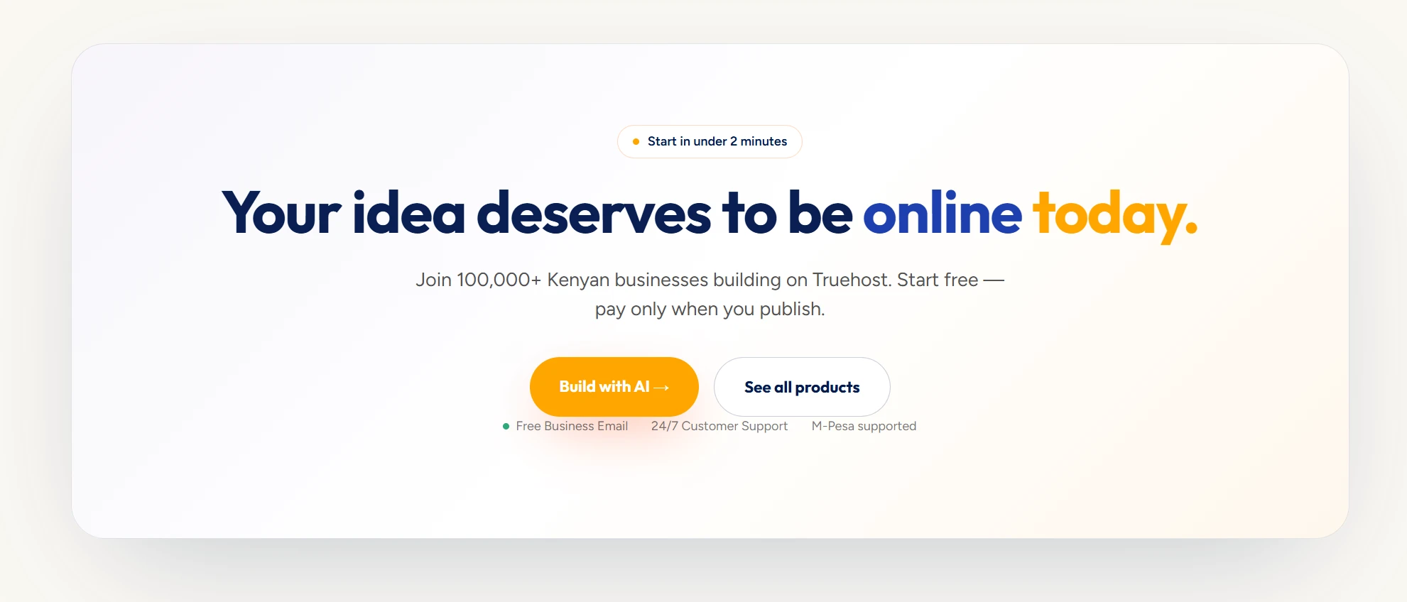 Truehost website builder home cta
