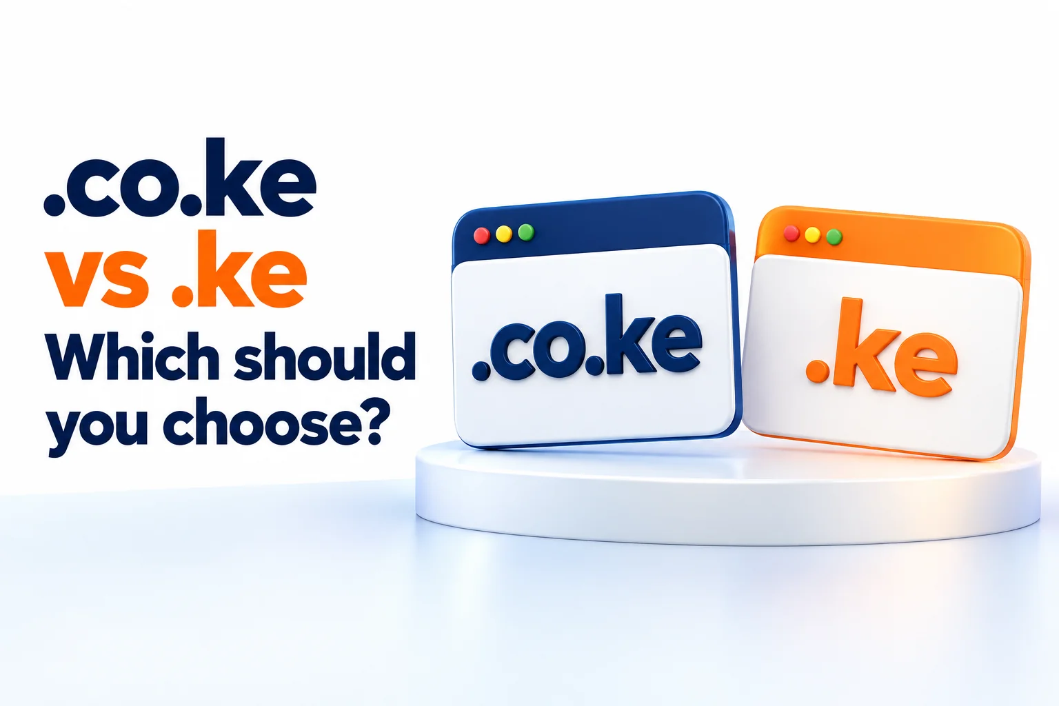 Two domain address cards comparing .co.ke and .ke for a Kenyan website