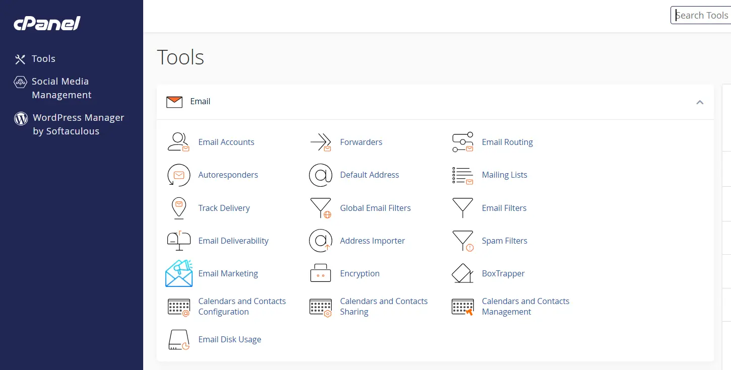 a screenshot of cpanel dashboard