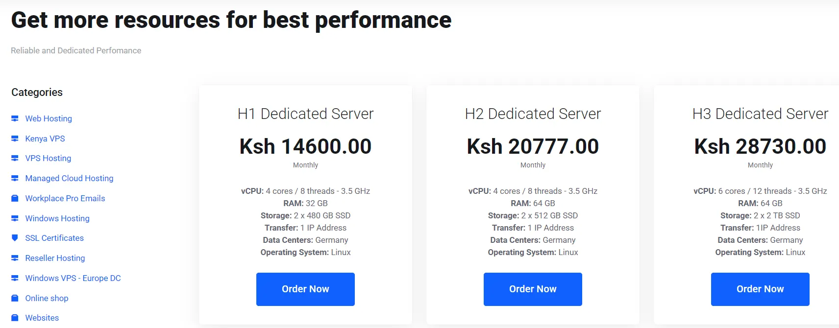 Get more resources for best performance
Reliable and Dedicated Perfomance