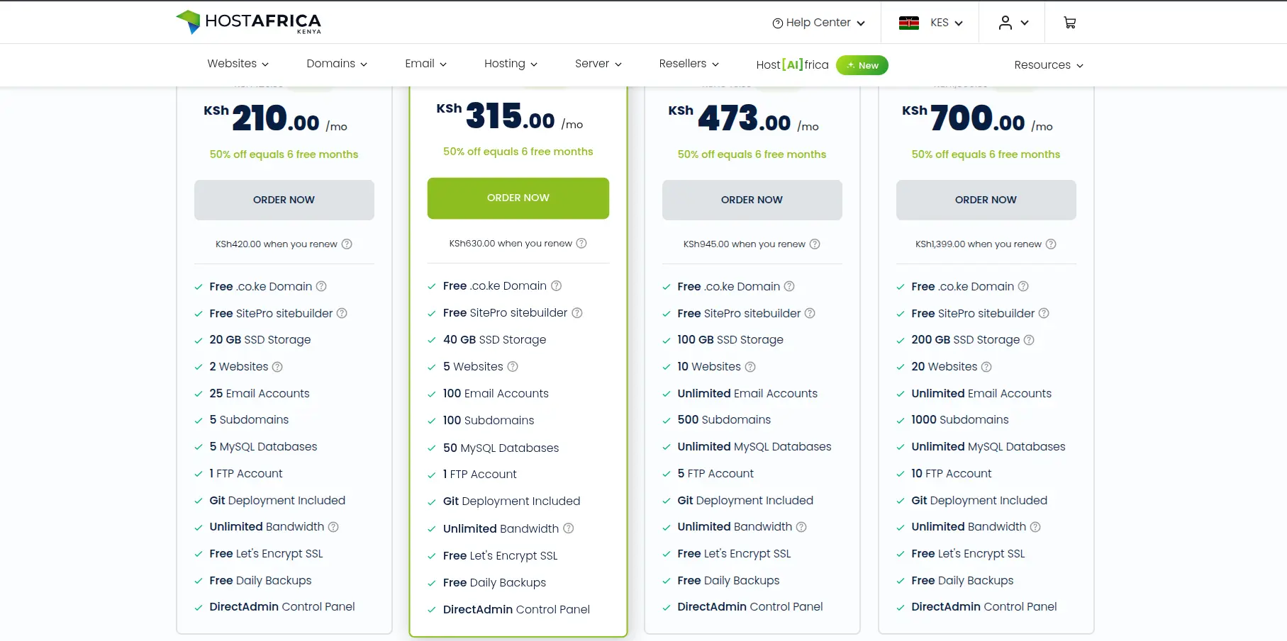 hostafrica web hosting plans