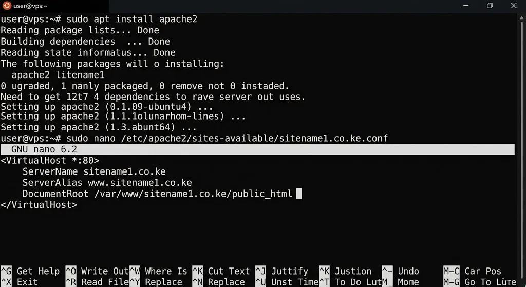 install apache linux vps