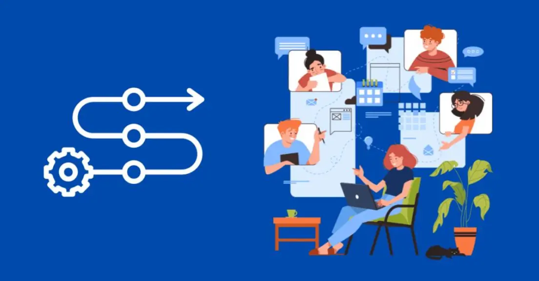 an image of team communicating via different channels