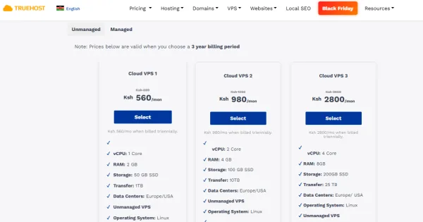 truehost ubuntu web hosting plans