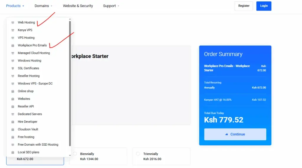 webhosting costs and features