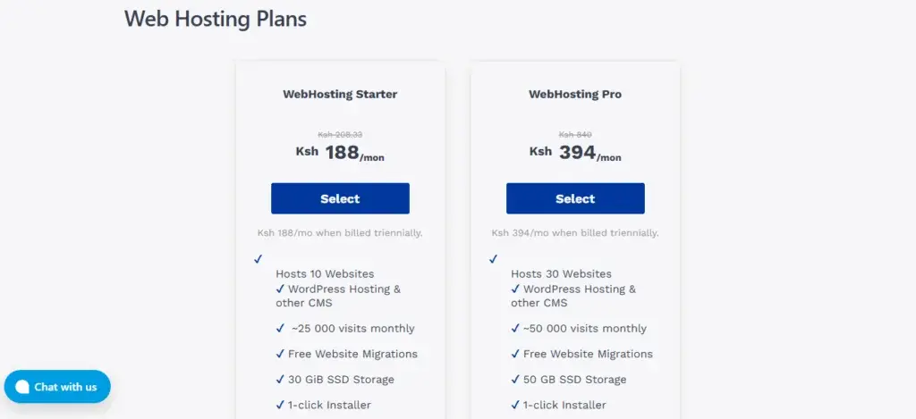 webhosting prices