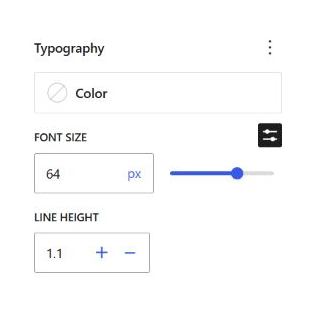 Desktop heading Typography controls retaining a 64 pixel font size