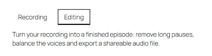 Editing tab selected on the page with the finished-episode service description