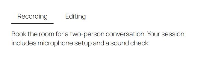 Recording and Editing tabs with the Recording service description visible
